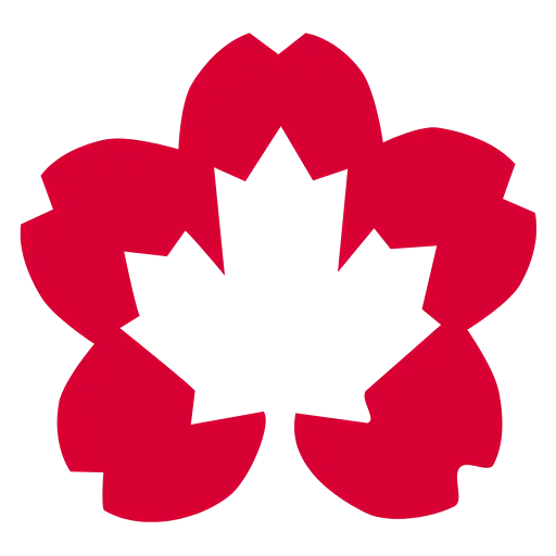 Traditional Japanese Canadian Cultural Centre logo in Kamloops with maple leaf design.